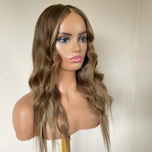 Human hair wig ash brown blonde highlighted